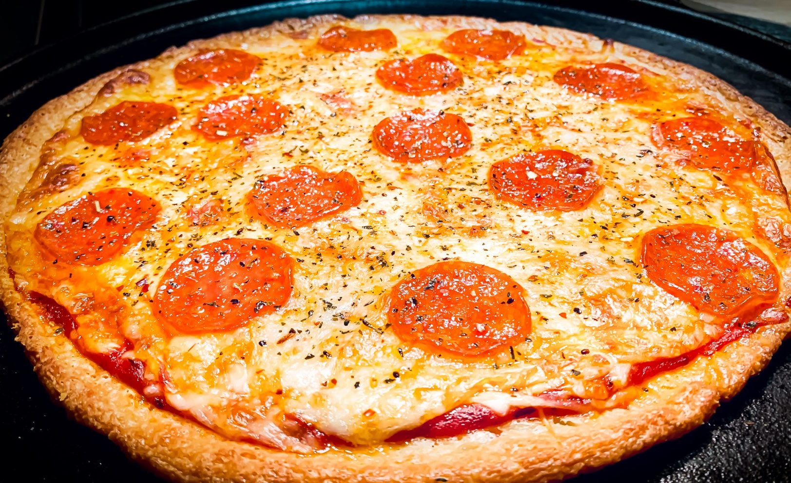 Keto FatHead Pepperoni Pizza